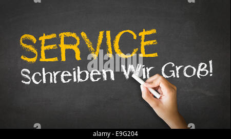 Service-Slogan (auf Deutsch) Stockfoto