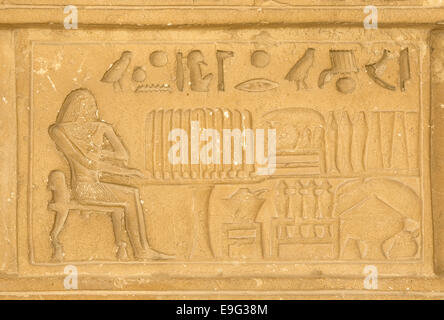 ägyptische Hieroglyphen von Saqqarah, Kairo Stockfoto