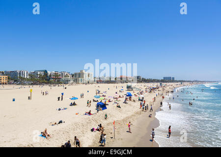 Der Strand von Santa Monica angesehen vom Pier, Los Angeles, Kalifornien, USA Stockfoto