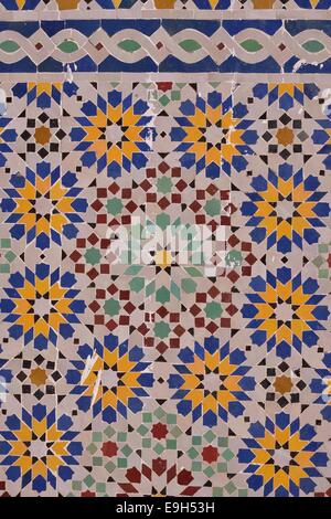 Wandmosaik von Zaouia, Mausoleum in der Madrasa, Tamegroute, Souss-Massa-Draa Region, Marokko Stockfoto