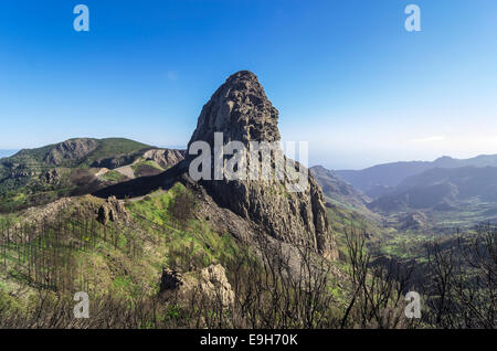 Roque de Agando Felsen im Nationalpark Garajonay, La Gomera, Kanarische Inseln, Spanien Stockfoto