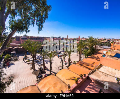 Restaurant auf der Place des Ferblantiers, Marrakesch, Marrakech-Tensift-El Haouz Region, Marokko Stockfoto