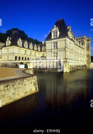 Burg und Burggraben auf Schloss Villandry. Loire-Tal. Frankreich Stockfoto