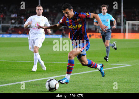 BARCELONA - 10 Nov.: Pedro Rodriguez, F.C Barcelona-Spieler spielt gegen Cultural Leonesa im Camp Nou Stadion. Stockfoto