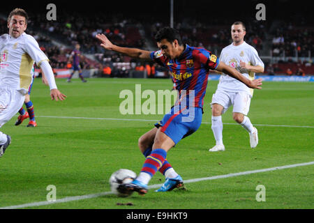 BARCELONA - 10 Nov.: Pedro Rodriguez, F.C Barcelona-Spieler spielt gegen Cultural Leonesa im Camp Nou Stadion. Stockfoto