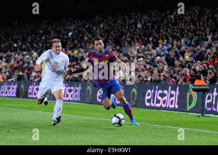 BARCELONA - 10 Nov.: Jeffren Suarez, F.C Barcelona-Spieler spielt gegen Cultural Leonesa im Camp Nou-Stadion auf dem spanischen. Stockfoto