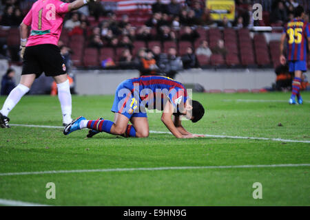 BARCELONA - 10 Nov.: Pedro Rodriguez, F.C Barcelona-Spieler spielt gegen Cultural Leonesa im Camp Nou Stadion. Stockfoto