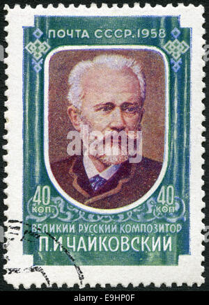 UdSSR - 1958: zeigt Pyotr Ilyich Tchaikovsky (1840-1893), Pianist und Geiger Stockfoto