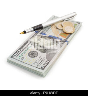 Dollar Geld Banknoten isoliert auf weißem Hintergrund Stockfoto