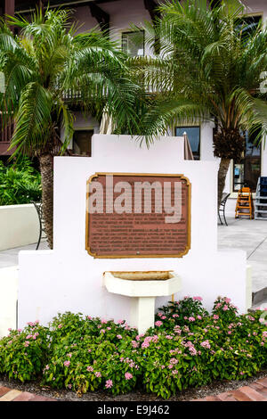 Historische Gedenktafel an die Geschichte von Boca Grande auf Gasparilla Island FL Stockfoto