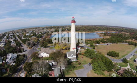 Luftaufnahme des Cape kann Leuchtturm in Cape May, New Jersey Stockfoto