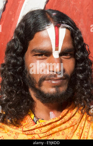 Young-Sadhu, heiliger Mann, Pilger von Lord Vishnu, Porträt, Budhanilkantha, Kathmandu District, Bagmati Zone, Nepal Stockfoto