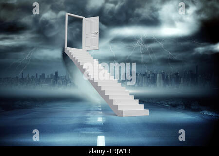 Zusammengesetztes Bild der Treppe zum Tür Stockfoto