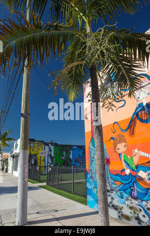 EINGANG WANDBILD WYNWOOD WÄNDE STREET ART CENTER NW 2 AVENUE WYNWOOD MIAMI FLORIDA VEREINIGTE STAATEN Stockfoto