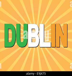 Dublin-Flagge-Text mit Sunburst illustration Stock Vektor