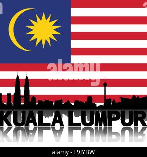 Skyline von Kuala Lumpur und Text reflektiert mit Fahne-Vektor-illustration Stock Vektor