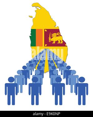 Schlangen von Menschen mit Sri Lanka Karte Flagge Vektor-illustration Stock Vektor