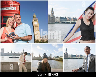 Collage von Menschen im Urlaub in London Stockfoto