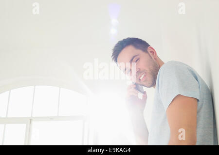 Porträt von stattlicher Mann auf Abruf zu Hause Stockfoto