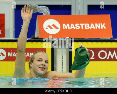 Tokio, Japan. 29. Oktober 2014. Ruta Meilutyte Litauens "Wellenlinien" nach der Frauen 50-Meter-Brustschwimmen final bei der FINA Swimming World Cup in Tokio, Japan, 29. Oktober 2014. Meilutyte gewann den 1. Platz. Bildnachweis: Stringer/Xinhua/Alamy Live-Nachrichten Stockfoto