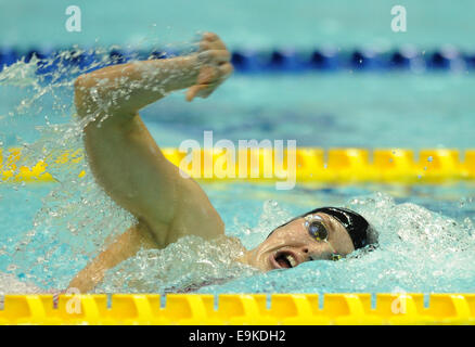 Tokio, Japan. 29. Oktober 2014. Katinka Hosszu Ungarn tritt während der Frauen 400m Lagenschwimmen Finale bei der FINA Swimming World Cup in Tokio, Japan, 29. Oktober 2014. Hosszu gewann den 1. Platz. Bildnachweis: Stringer/Xinhua/Alamy Live-Nachrichten Stockfoto