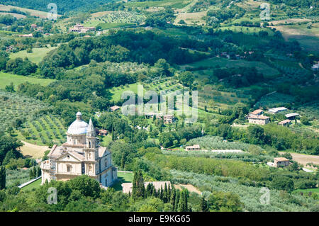 Die Wallfahrtskirche San Biagio, Montepulciano, Siena, Toskana, Italien Stockfoto