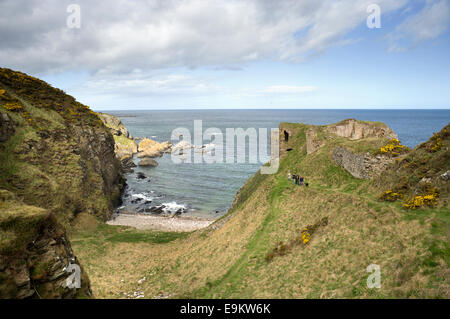 Die Ruinen von Findlater Schloss thront auf den Klippen mit Blick auf den Moray Firth auf der Küste von Banff und Buchan Stockfoto