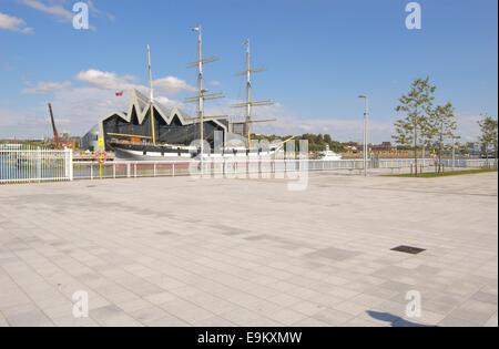 Das Riverside Museum und Großsegler von Govan Waterfront in Glasgow, Schottland Stockfoto