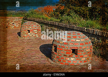 Petrovaradin Festung in Novi Sad, Serbien. Bild digital manipuliert, in Form von alten Postkarten. Stockfoto