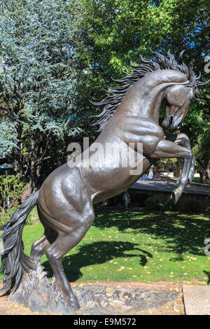 Mustang-stolz Bronze-Skulptur des Künstlers Chris Navarro in Tlaquepaque in Sedona Stockfoto