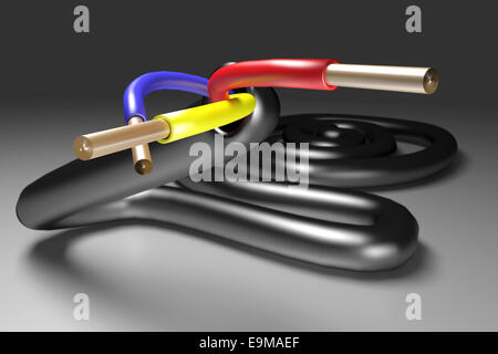 Design in 3d von einigen elektrischen Leitungen Stockfoto