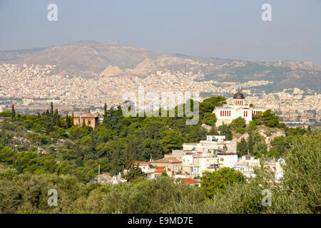 Panoramablick auf die Stadt von Athen, Attika, Griechenland. Stockfoto