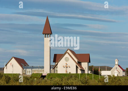 Alte und neue Kirche von Reykholt, Reykholt, Islands, Island Stockfoto