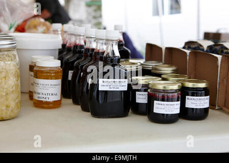 regionale Produkte zum Verkauf an einen kleinen Wochenmarkt in swift Current Saskatchewan Kanada Stockfoto