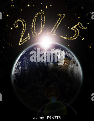 Beginn des Jahres 2015 auf Erden - Elemente dieses Bildes, eingerichtet von der NASA Stockfoto