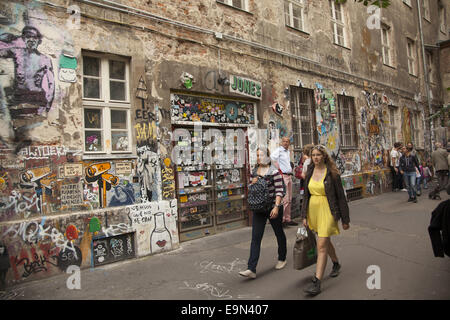 Kunst; Graffiti & Selbstdarstellung aller Art schmückt die Wände des Haus Schwarzenberg - Rosenthaler Straße 39 - Berlin-Mitte. Stockfoto