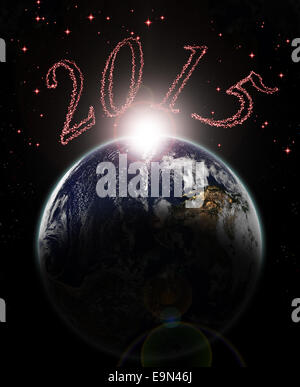 Beginn des Jahres 2015 auf Erden - Elemente dieses Bildes, eingerichtet von der NASA Stockfoto