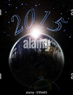 Beginn des Jahres 2015 auf Erden - Elemente dieses Bildes, eingerichtet von der NASA Stockfoto