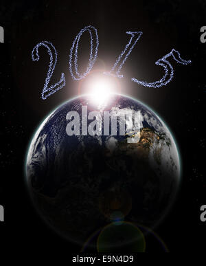 Beginn des Jahres 2015 auf Erden - Elemente dieses Bildes, eingerichtet von der NASA Stockfoto