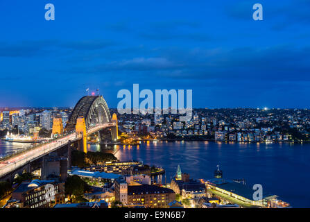 Dramatische Panorama Nacht Foto Sydney Harbour Stockfoto