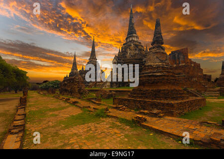 Wat Phra Si Sanphet Tempel Sonnenuntergang Ayutthaya Stockfoto