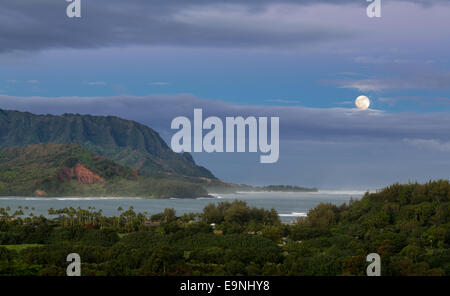 Panorama von Hanalei auf Insel Kauai Stockfoto