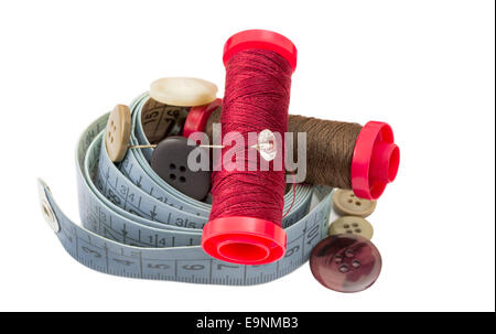 Detailobjekt Nähen auf weißem Hintergrund Stockfoto