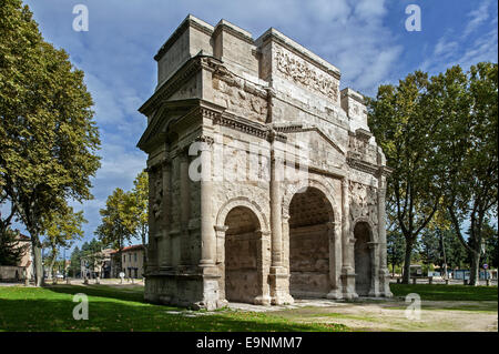 Römischen Triumphal Arch of Orange / Arc de Triomphe d ' Orange, Provence-Alpes-Côte d ' Azur, Vaucluse, Frankreich Stockfoto