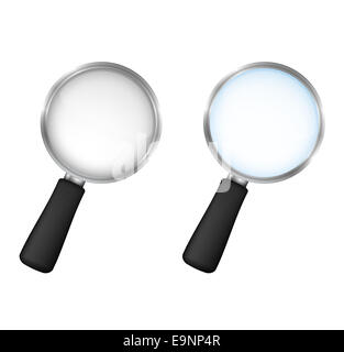 Lupen auf weißem Hintergrund Stockfoto