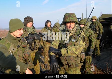 Vilnius. 30. Oktober 2014. Litauischen Soldaten beteiligen sich die militärische Übung in Pabrade, Litauen am 30. Oktober 2014. Litauisch und US-Soldaten nahmen ein Schützenpanzer Fahrzeuge Leben Feuer Übung hier am Donnerstag. © Alfredas Pliadis/Xinhua/Alamy Live-Nachrichten Stockfoto