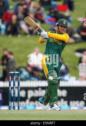 Hamilton, Neuseeland. 27. Oktober 2014. Südafrikas Quinton de Kock zucken während der ANZ ein Tag International Series, NZ V South Africa bei Seddon Park, Hamilton, Neuseeland © Action Plus Sport/Alamy Live News Stockfoto