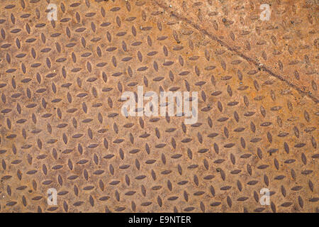 Aus Stahlblech mit Diamant-Muster, Hintergrundtextur verrostet Stockfoto