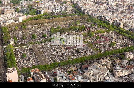 Luftaufnahme des Friedhofs in Paris, Frankreich. Stockfoto