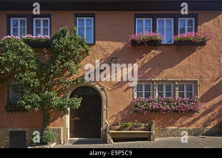 Hausfassade in Rothenburg Ob der Tauber, Bavaria, Germany Stockfoto